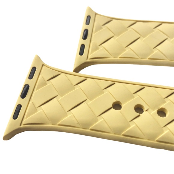 5/$20 NEW YELLOW Basket Weave Silicone Band Apple Watch Band 38/40/41mm S/M - Picture 5 of 9
